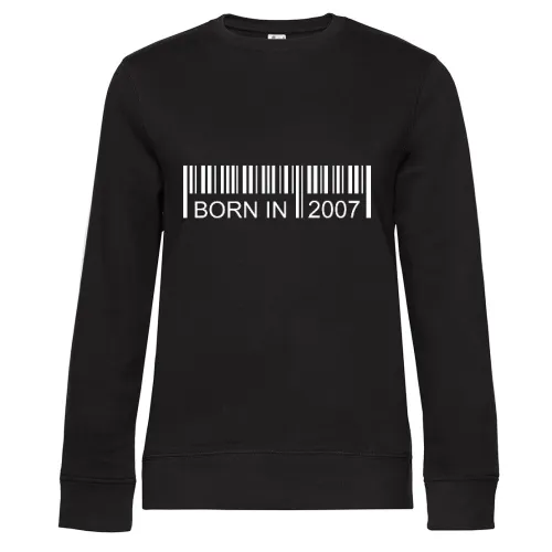 Born in 2007 Strichcode Sweat Frauen Queen Crew Neck