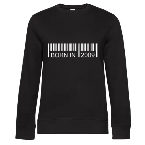 Born in 2009 Strichcode Sweat Frauen Queen Crew Neck