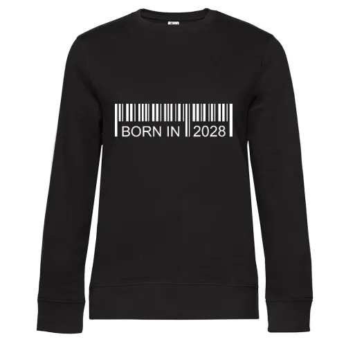 Born in 2028 Strichcode Sweat Frauen Queen Crew Neck