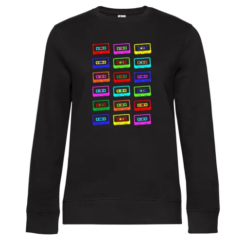 bunte Kassetten Sweat Frauen Queen Crew Neck
