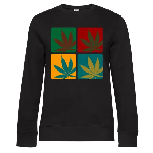 Cannabisblatt Warhol Sweat Frauen Queen Crew Neck