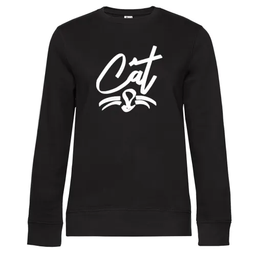 CAT Katzen T-Shirt Geschenkidee Sweat Frauen Queen Crew Neck