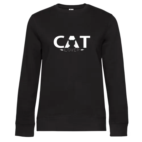 CATLOVER Katzen T-Shirt Geschenkidee Sweat Frauen Queen Crew Neck