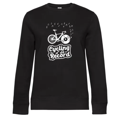 Cycling Record Fahrrad mit Vinyl Schallplatte Sweat Frauen Queen Crew Neck