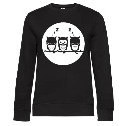 Drei Eule auf Ast vorm Vollmond Frauen Sweat