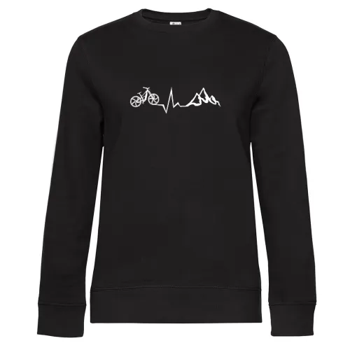 E-Bike Berge Puls Fahrradfahrer Herzschlag Ebiker Sweat Frauen Queen Crew Neck