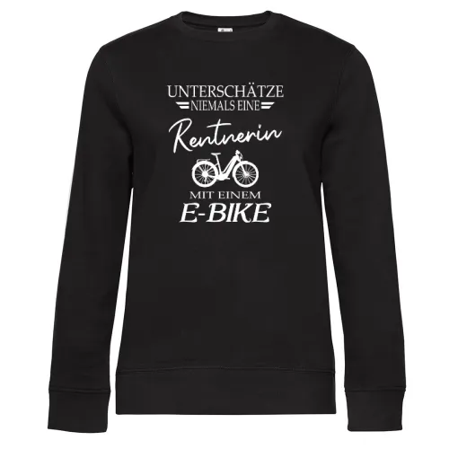 E-bike Fahrrad Oma Radfahrer Rentnerin Ebike Motiv Sweat Frauen Queen Crew Neck