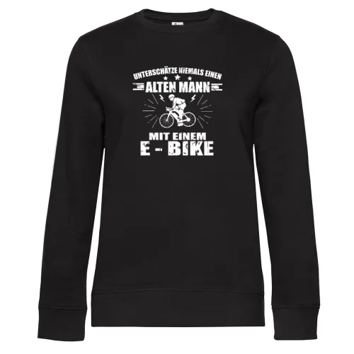 E Bike Fahrrad Rentner Radfahrer Fahrradfahren Sweat Frauen Queen Crew Neck
