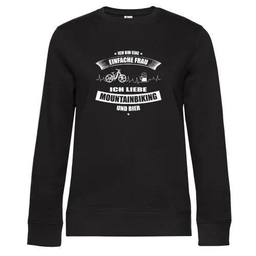 Ebike Mountainbiker Frau Liebt Mountainbike und Bier Sweat Frauen Queen Crew Neck