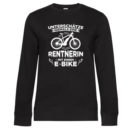 Ebike Rentnerin E-Bike Radfahrer Oma Rente Motiv Sweat Frauen Queen Crew Neck