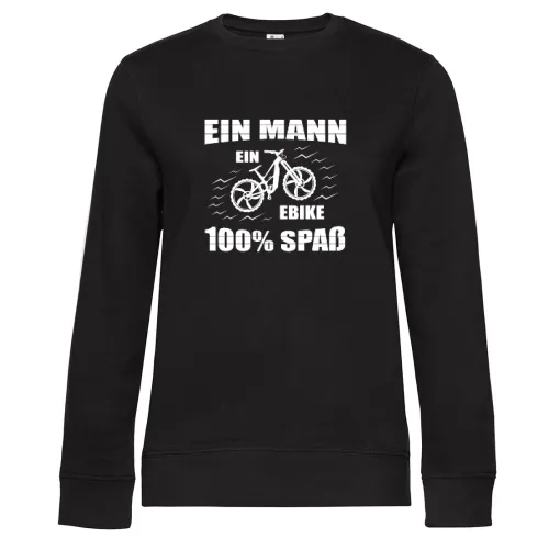 Ein Mann Ein E-Bike 100% Spaß Mountainbike Ebiker Sweat Frauen Queen Crew Neck