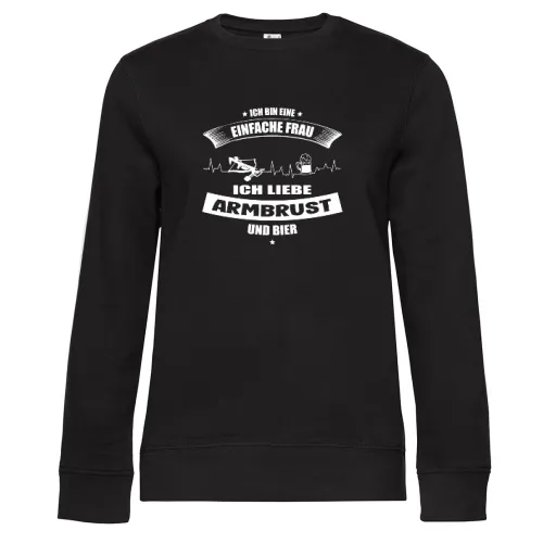 Einfache Frau Liebt Armbrust Bier Bogenschießen Sweat Frauen Queen Crew Neck