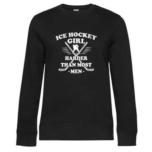 Eishockey Hockey Ice Hockey Girl Harder Than Men Sweat Frauen Queen Crew Neck