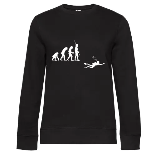 Evolution Taucher mit Flasche Sweat Frauen Queen Crew Neck