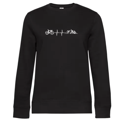 Fahrradfahren Berge Herzschlag Radfahrer Puls Sweat Frauen Queen Crew Neck