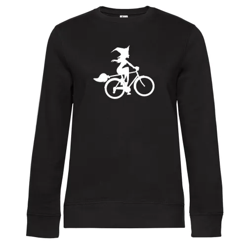 Fahrradfahrer Hexe Halloween Radfahren Geschenk Sweat Frauen Queen Crew Neck