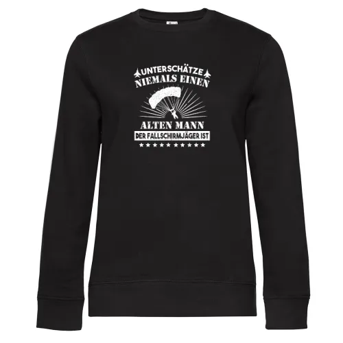 Fallschirmjäger Alter Mann Spruch Skydiver BW Sweat Frauen Queen Crew Neck