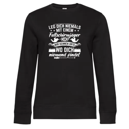 Fallschirmjäger Militär Orte Spruch Falli Soldaten Sweat Frauen Queen Crew Neck