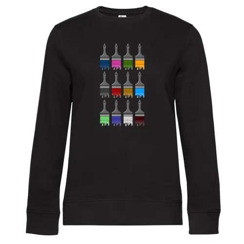 farbige Pinsel Sweat Frauen Queen Crew Neck