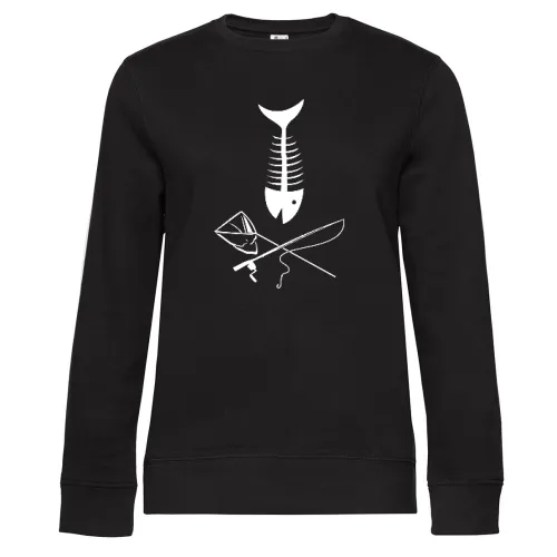 Fisch Skull mit Angel und Kescher Sweat