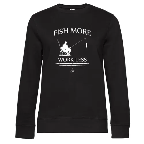 Fische Mehr Arbeite Weniger Angler Spruch Sweat Frauen Queen Crew Neck