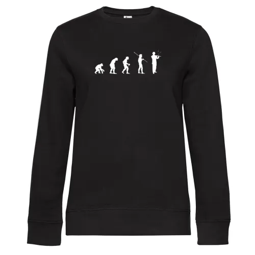 Flöte Flötisten Flötenspieler Evolution Querflöte Sweat Frauen Queen Crew Neck