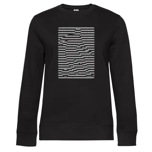 Fußballer vor Streifen Retro Sweat Frauen Queen Crew Neck