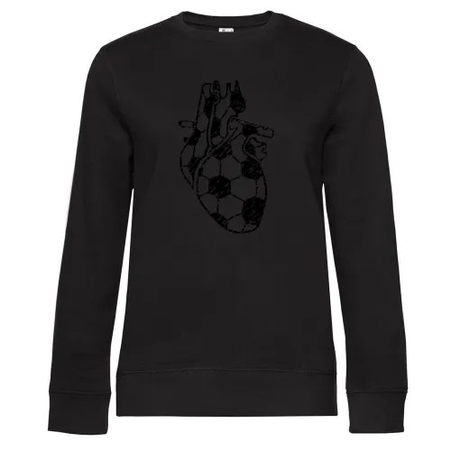 Fußballherz Organ Retro Sweat Frauen Queen Crew Neck