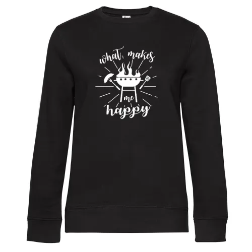 Grillmeister Grillen Griller - BBQ Makes Me Happy Sweat Frauen Queen Crew Neck