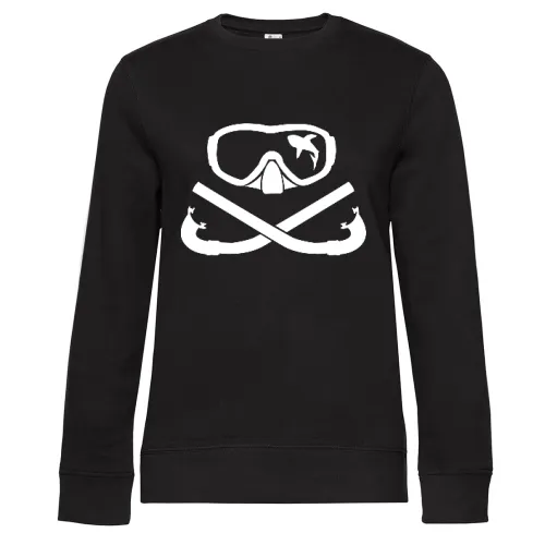 Hai in Taucherbrille mit gekreuzten Schnorchel Sweat Frauen Queen Crew Neck