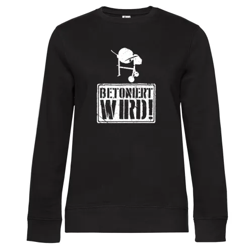 Hausbau Betoniert Wird Handwerker Betonmischer Sweat Frauen Queen Crew Neck