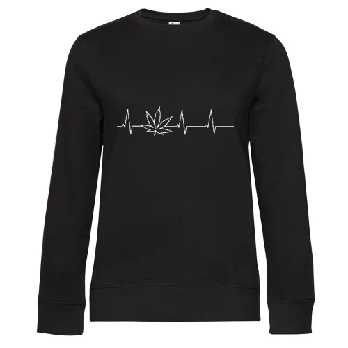 Herzschlag Cannabis Sweat Frauen Queen Crew Neck