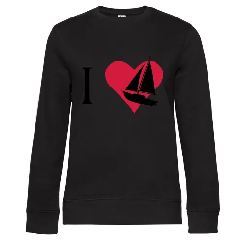 Ich liebe Segelboot Sweat Frauen Queen Crew Neck