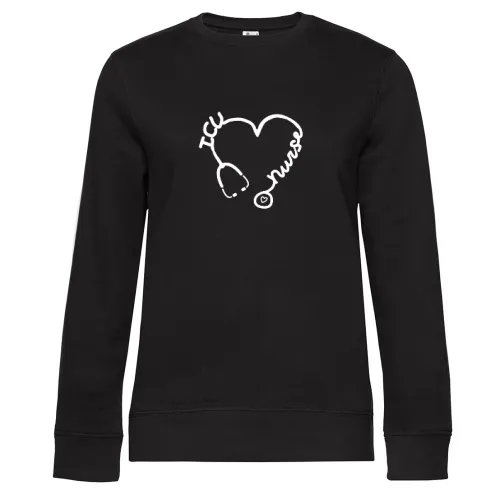 ICU Krankenschwester Stethoskop Herz Krankenpflege Sweat Frauen Queen Crew Neck
