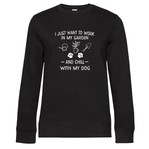 In My Garden And Chill With My Dog Garten Gärtner Sweat Frauen Queen Crew Neck