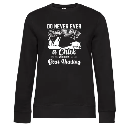 Jägerin Wilschweinjagd Wildschwein Keiler Jäger Sweat Frauen Queen Crew Neck