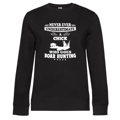 Jägerin Wilschweinjagd Wildschwein Keiler Jäger Sweat Frauen Queen Crew Neck
