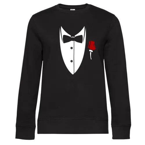Kragen mit Fliege und Rose aus Anzug Sweat Frauen Queen Crew Neck