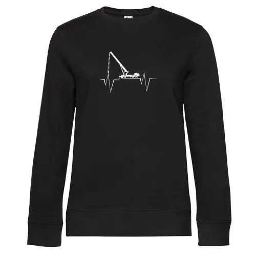 Kran Kranbediener Baustelle Kranfahrer Herzschlag Sweat Frauen Queen Crew Neck