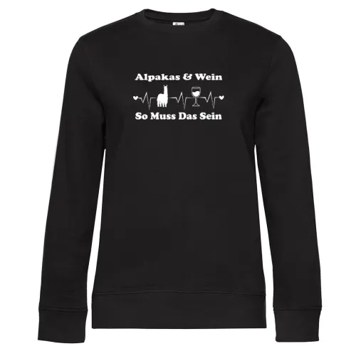 Lama Alpaka Spruch für Alpakazüchter Weintrinker Sweat Frauen Queen Crew Neck