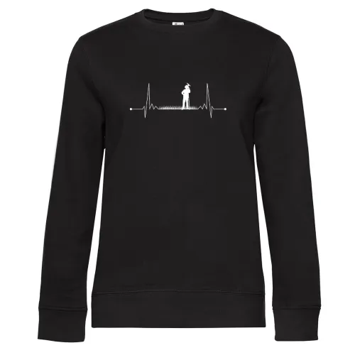 Landwirt Puls Farmer Herzschlag Feldarbeiter Sweat Frauen Queen Crew Neck
