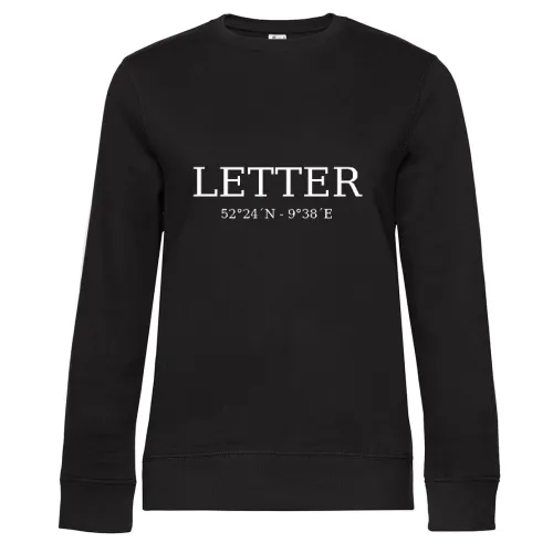 Letter Koordinaten Sweat Frauen Queen Crew Neck