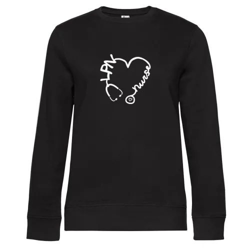 LPN Krankenschwester Stethoskop Herz Krankenpflege Sweat Frauen Queen Crew Neck