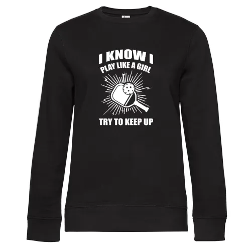 Lustiger Pickleball Spielerinnen Spruch Sweat Frauen Queen Crew Neck