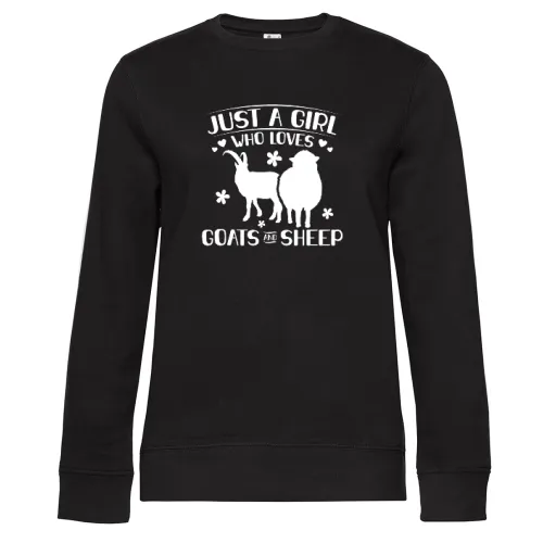 Mädchen mag Ziegen und Schafe Landwirt Bauernhof Sweat Frauen Queen Crew Neck