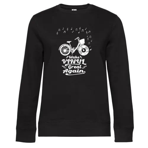 Make Vinyl Great Again Fahrrad mit Schallplatte Sweat Frauen Queen Crew Neck