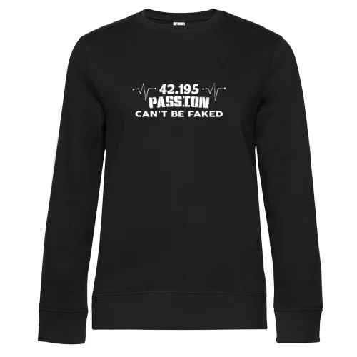 Marathon Passion Can t Be Faked Marathonläufer Sweat Frauen Queen Crew Neck