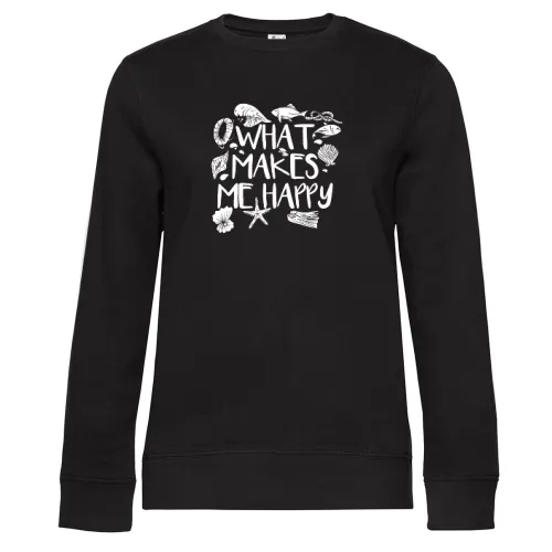 Meer Makes Me Happy Anker Moin Fisch Outfit Küste Sweat Frauen Queen Crew Neck