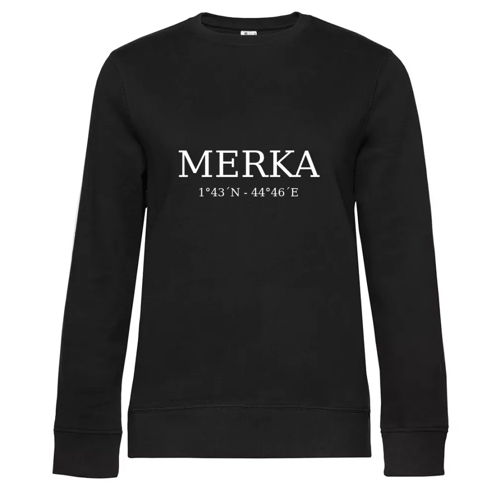  Frauen Sweat mit Aufdruck 'Merka Koordinaten'