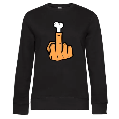 Mittelfinger aus Knochen Sweat Frauen Queen Crew Neck